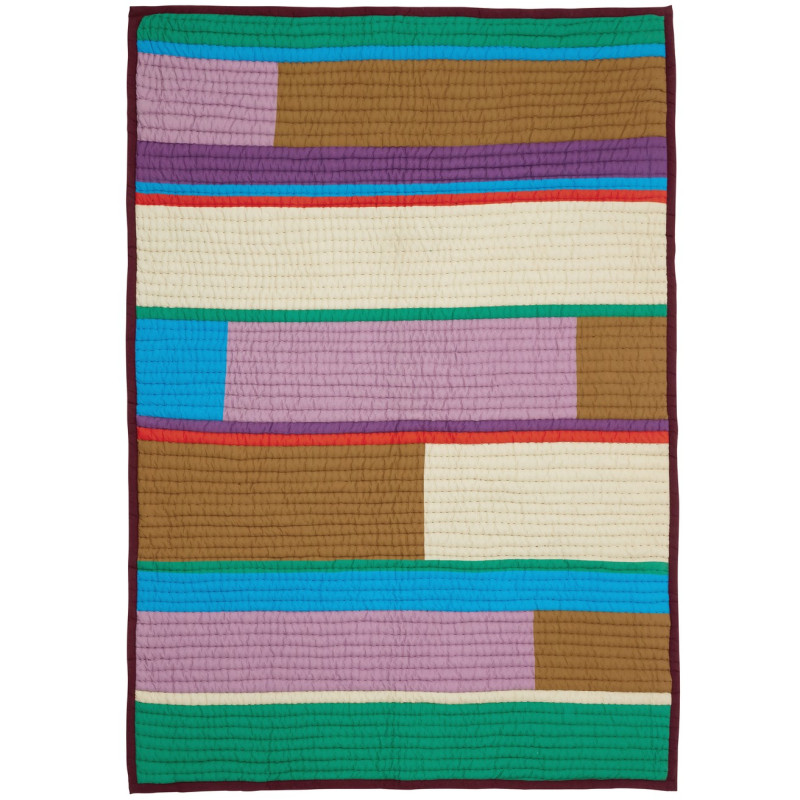 Plaid matelassé coton patchwork bordeaux 140x200 cm Pavilion Hübsch - 1