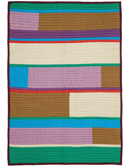 Plaid matelassé coton patchwork bordeaux 140x200 cm Pavilion Hübsch - 1