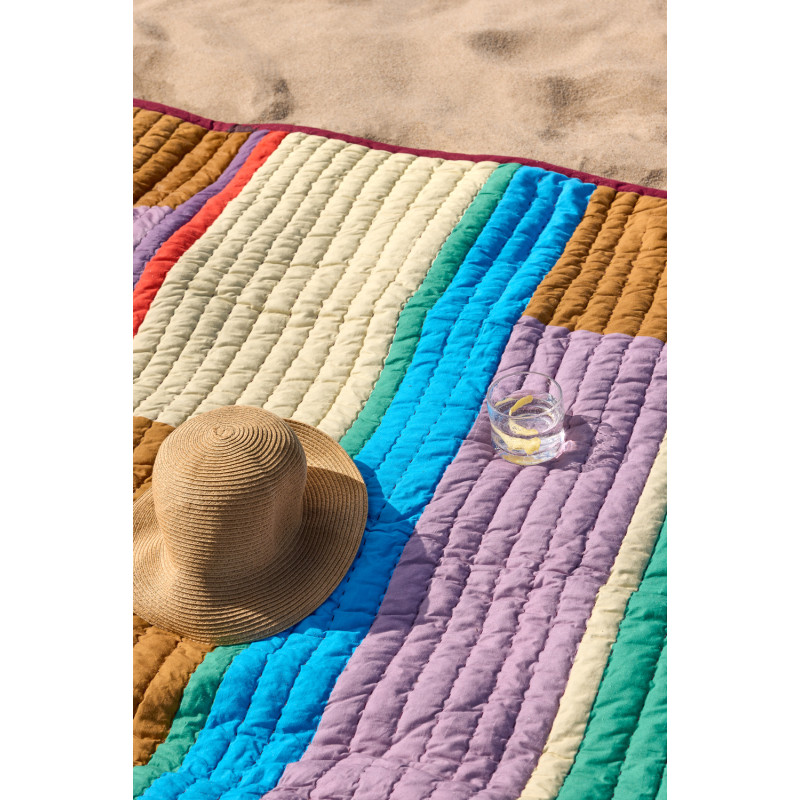 Plaid matelassé coton patchwork bordeaux 140x200 cm Pavilion Hübsch - 13