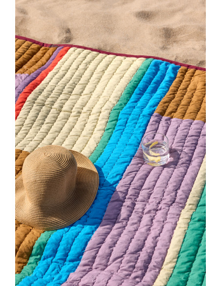 Plaid matelassé coton patchwork bordeaux 140x200 cm Pavilion Hübsch - 13