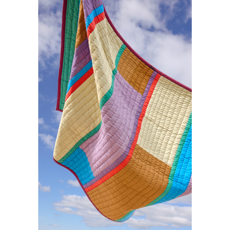Plaid matelassé coton patchwork bordeaux 140x200 cm Pavilion Hübsch - 14