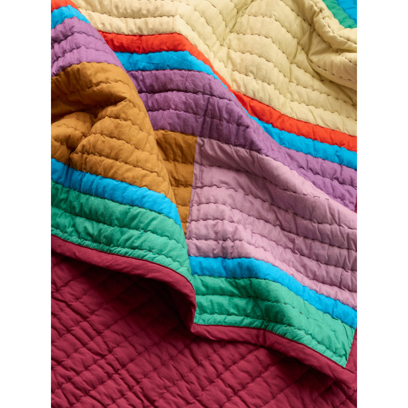 Plaid matelassé coton patchwork bordeaux 140x200 cm Pavilion Hübsch - 16