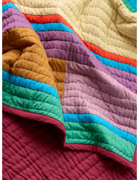 Plaid matelassé coton patchwork bordeaux 140x200 cm Pavilion Hübsch - 16