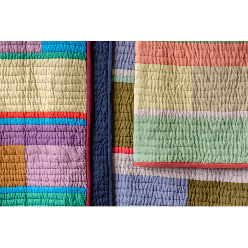 Plaid matelassé coton patchwork bordeaux 140x200 cm Pavilion Hübsch - 17