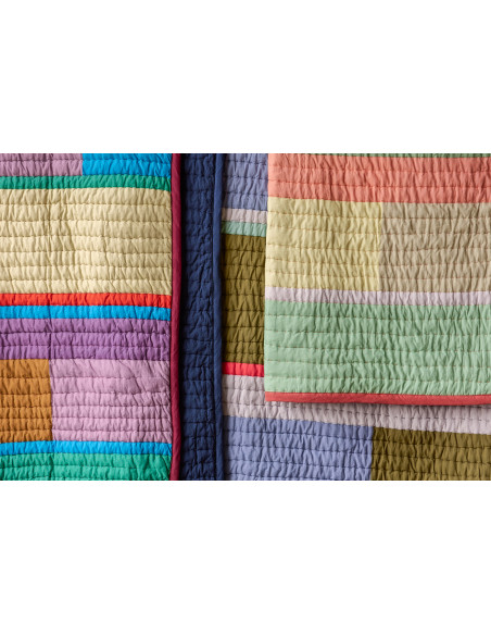 Plaid matelassé coton patchwork bordeaux 140x200 cm Pavilion Hübsch - 17