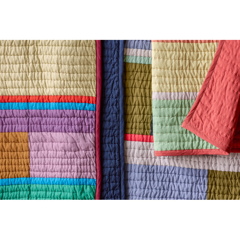 Plaid matelassé coton patchwork bordeaux 140x200 cm Pavilion Hübsch - 18