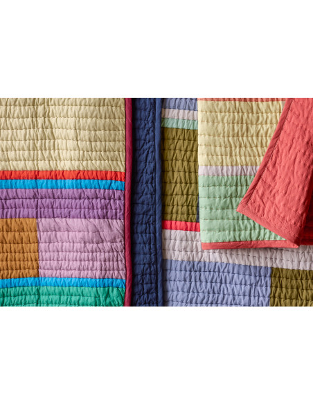 Plaid matelassé coton patchwork bordeaux 140x200 cm Pavilion Hübsch - 18