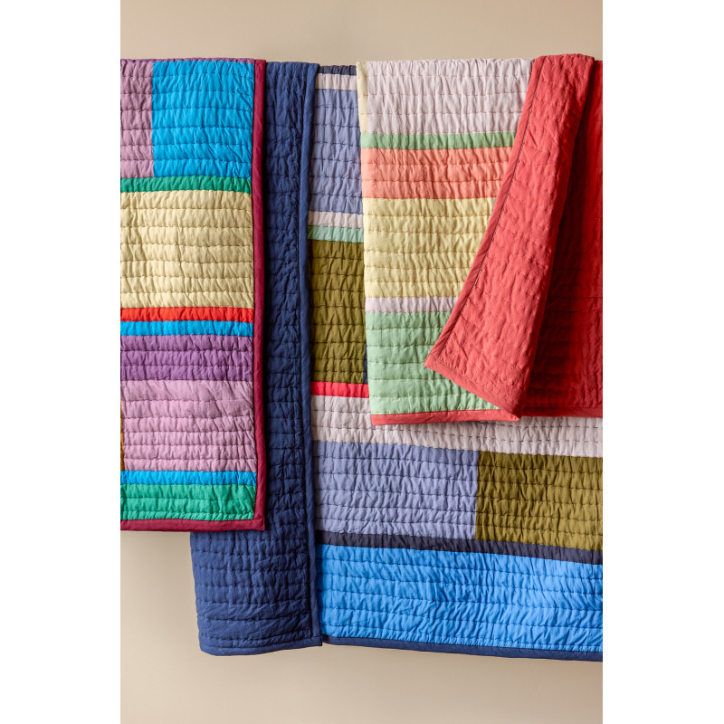 Plaid matelassé coton patchwork bordeaux 140x200 cm Pavilion Hübsch - 19
