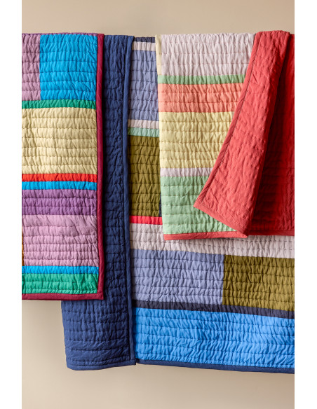 Plaid matelassé coton patchwork bordeaux 140x200 cm Pavilion Hübsch - 19