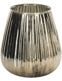Photophore en verre strié doré 14x14x15 cm Gaeta