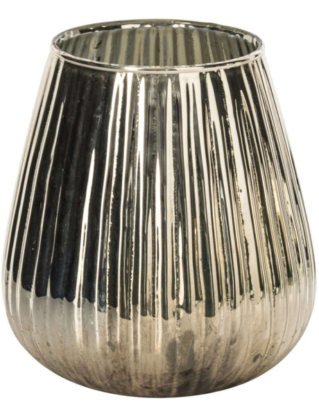 Photophore en verre strié doré 14x14x15 cm Gaeta J-Line - 1