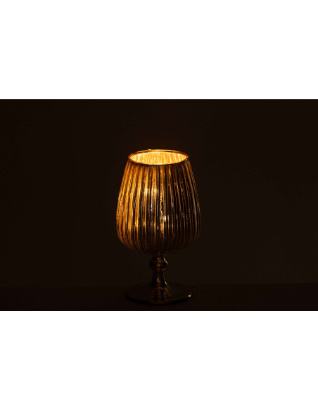 Photophore sur pied en verre strié doré 10x10x18 cm Gaeta J-Line - 4