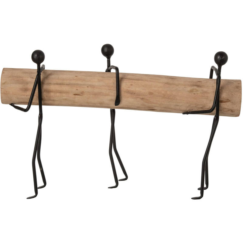 Sculpture décorative 3 personnages manguier métal noir 45,5x14x26 cm Otta J-Line - 3