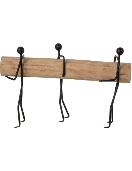 Sculpture décorative 3 personnages manguier métal noir 45,5x14x26 cm Otta J-Line - 3