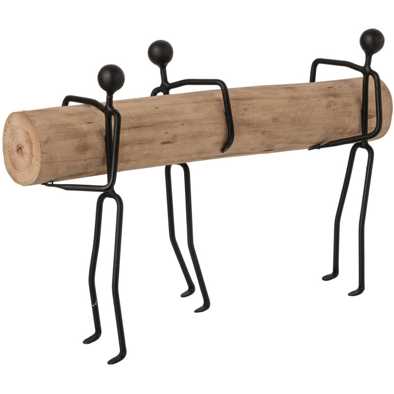 Sculpture décorative 3 personnages manguier métal noir 45,5x14x26 cm Otta J-Line - 2
