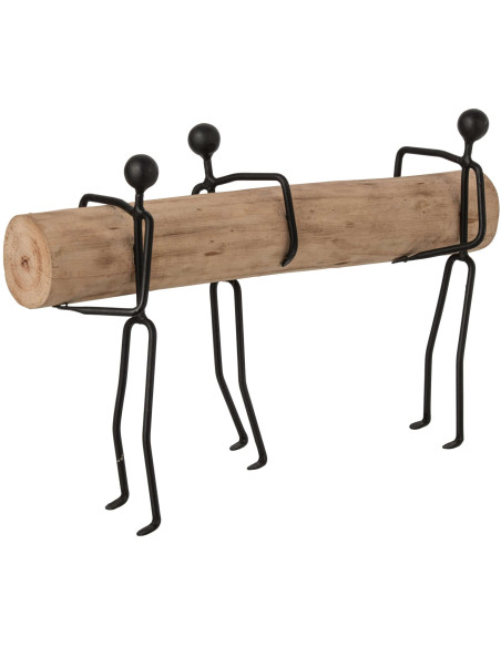 Sculpture décorative 3 personnages manguier métal noir 45,5x14x26 cm Otta J-Line - 2