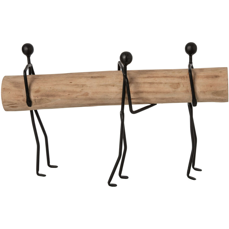 Sculpture décorative 3 personnages manguier métal noir 45,5x14x26 cm Otta J-Line - 1