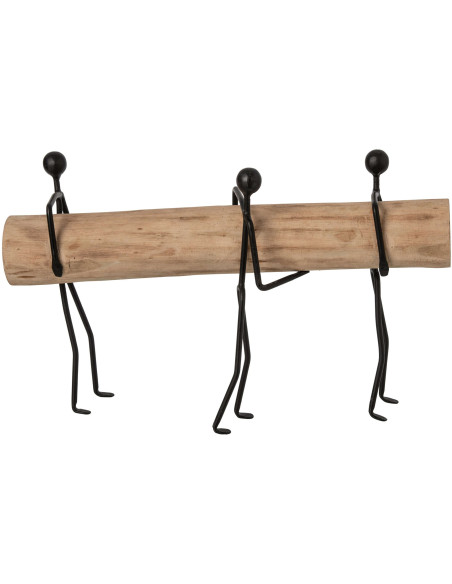 Sculpture décorative 3 personnages manguier métal noir 45,5x14x26 cm Otta J-Line - 1
