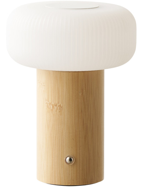 Lampe à poser rechargeable bambou naturel blanc 18 cm Stafford House Nordic - 1