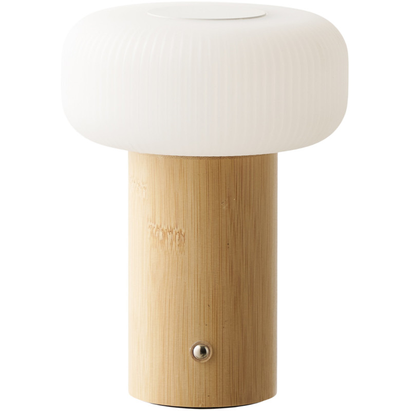 Lampe à poser rechargeable bambou naturel blanc 18 cm Stafford House Nordic - 1