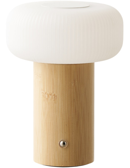 Lampe à poser rechargeable bambou naturel blanc 18 cm Stafford House Nordic - 1