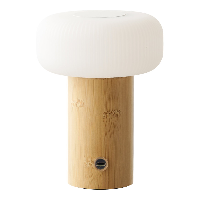 Lampe à poser rechargeable bambou naturel blanc 18 cm Stafford House Nordic - 3