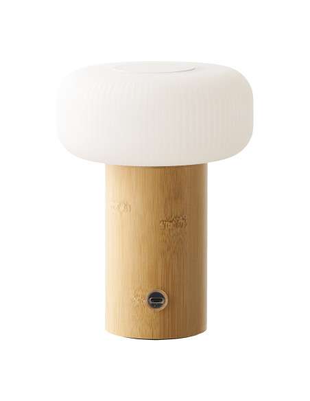 Lampe à poser rechargeable bambou naturel blanc 18 cm Stafford House Nordic - 3