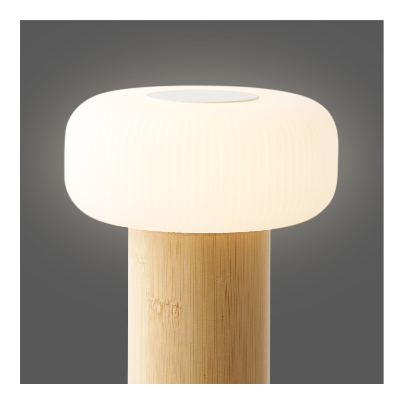 Lampe à poser rechargeable bambou naturel blanc 18 cm Stafford House Nordic - 7