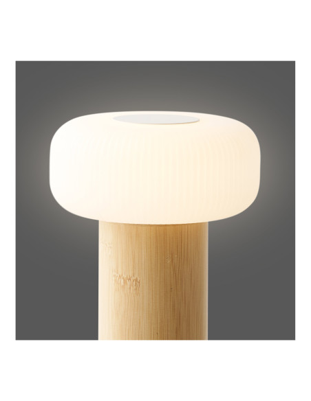 Lampe à poser rechargeable bambou naturel blanc 18 cm Stafford House Nordic - 7