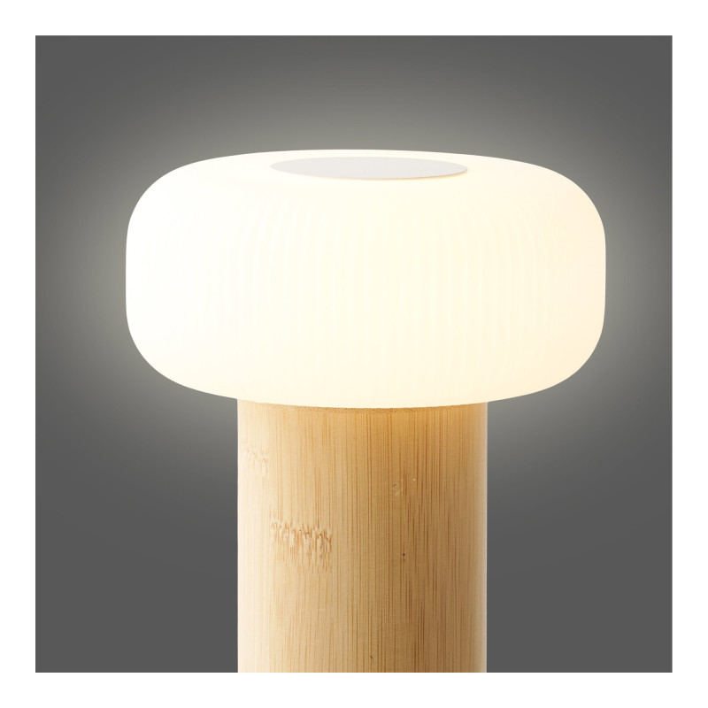 Lampe à poser rechargeable bambou naturel blanc 18 cm Stafford House Nordic - 8