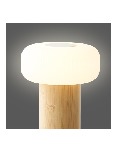 Lampe à poser rechargeable bambou naturel blanc 18 cm Stafford House Nordic - 8