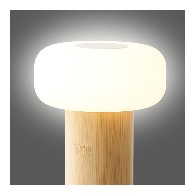Lampe à poser rechargeable bambou naturel blanc 18 cm Stafford House Nordic - 9