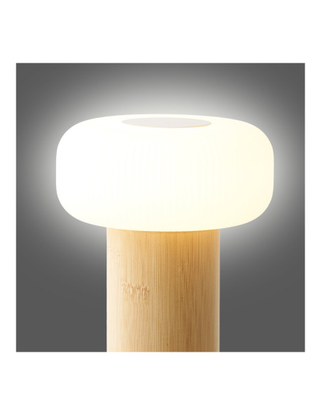 Lampe à poser rechargeable bambou naturel blanc 18 cm Stafford House Nordic - 9