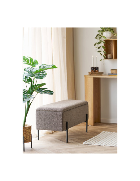 Banc coffre bouclette marron pieds métal 95 cm Watford House Nordic - 2