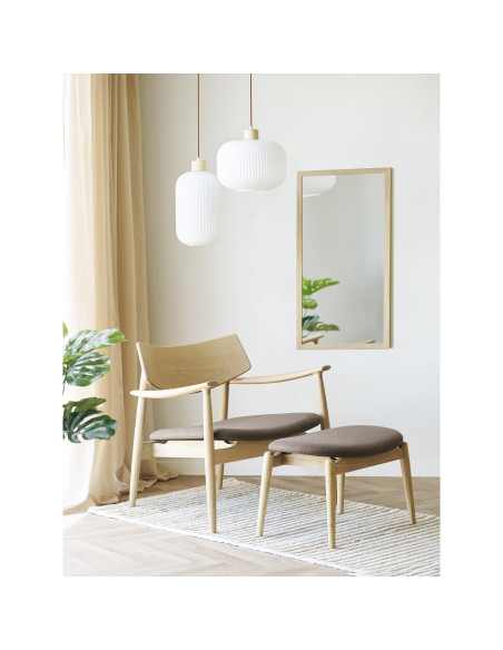 Repose-pieds chêne naturel tissu marron Olvera House Nordic - 2