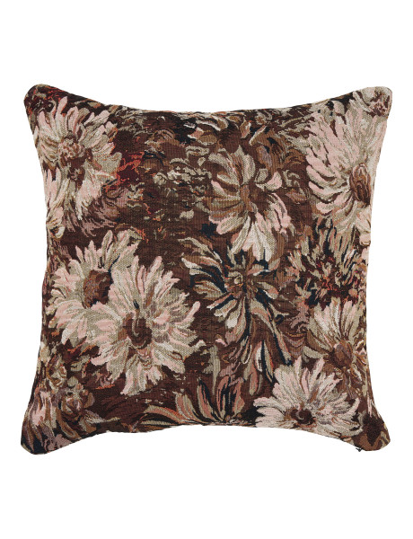 Coussin floral polyester marron beige 45x45 cm Nadi House Nordic - 1