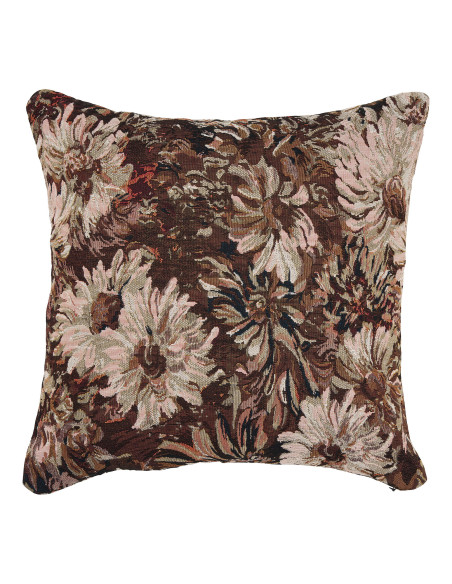 Coussin floral polyester marron beige 45x45 cm Nadi House Nordic - 1