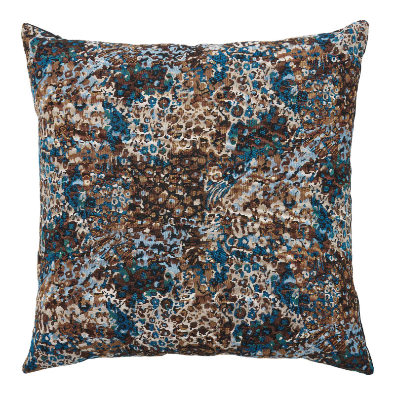 Coussin floral bleu marron 45x45 cm Blossom House Nordic - 1