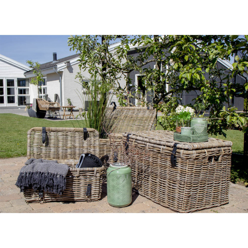 Lot de 3 malles de rangement rotin kubu gris Depok House Nordic - 6