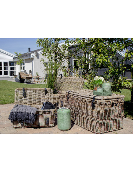 Lot de 3 malles de rangement rotin kubu gris Depok House Nordic - 6