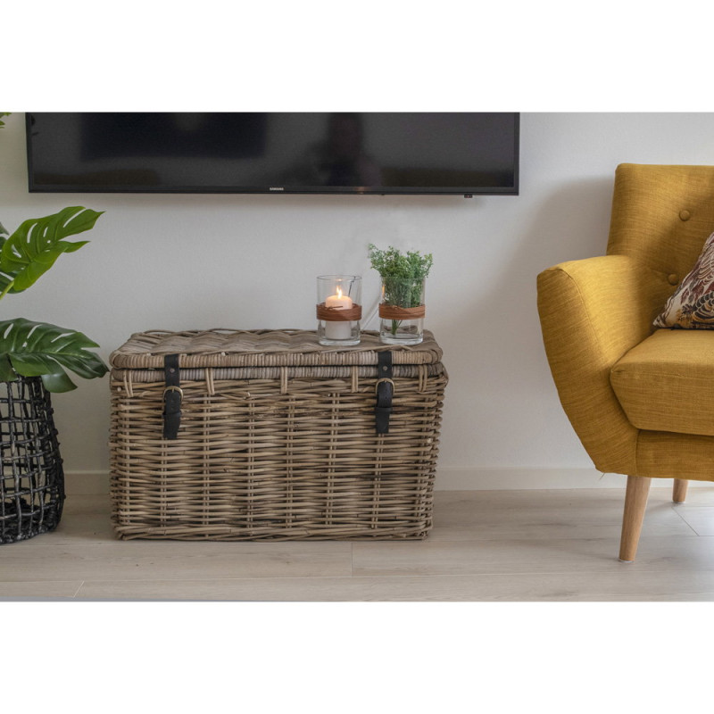 Lot de 3 malles de rangement rotin kubu gris Depok House Nordic - 7
