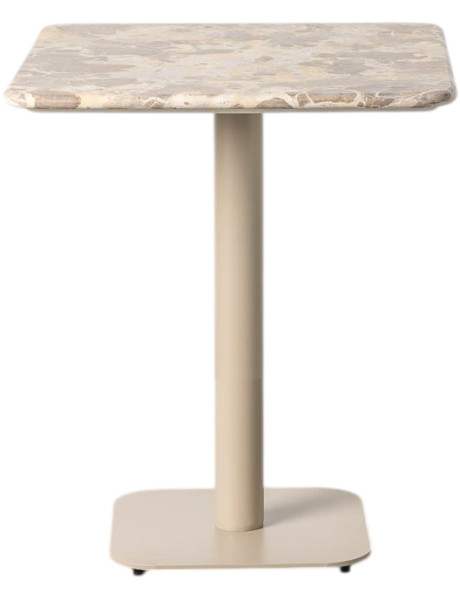 Table bistrot carrée pierre naturelle beige et métal 65x65x75 cm Alviza Ixia - 1