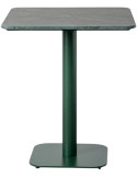 Table bistrot carrée pierre naturelle verte et métal 65x65x75 cm Alviza