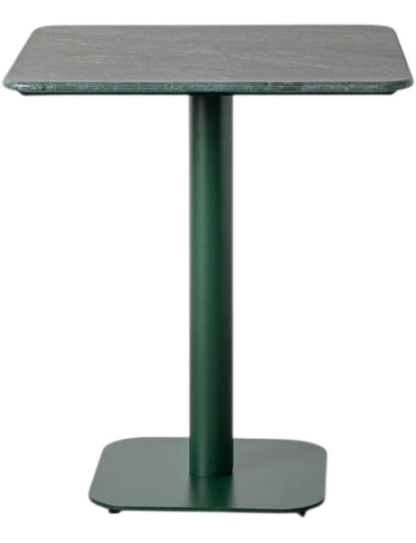 Table bistrot carrée pierre naturelle verte et métal 65x65x75 cm Alviza Ixia - 1