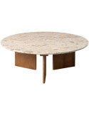 Table basse ronde pierre naturelle beige 100x100x35 cm Alviza