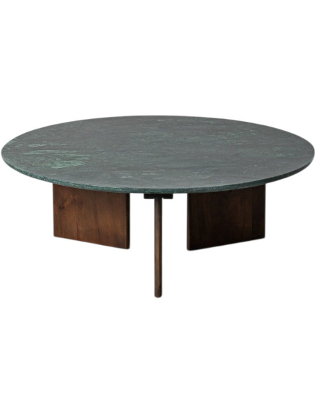 Table basse ronde pierre naturelle verte 100x100x35 cm Alviza Ixia - 1
