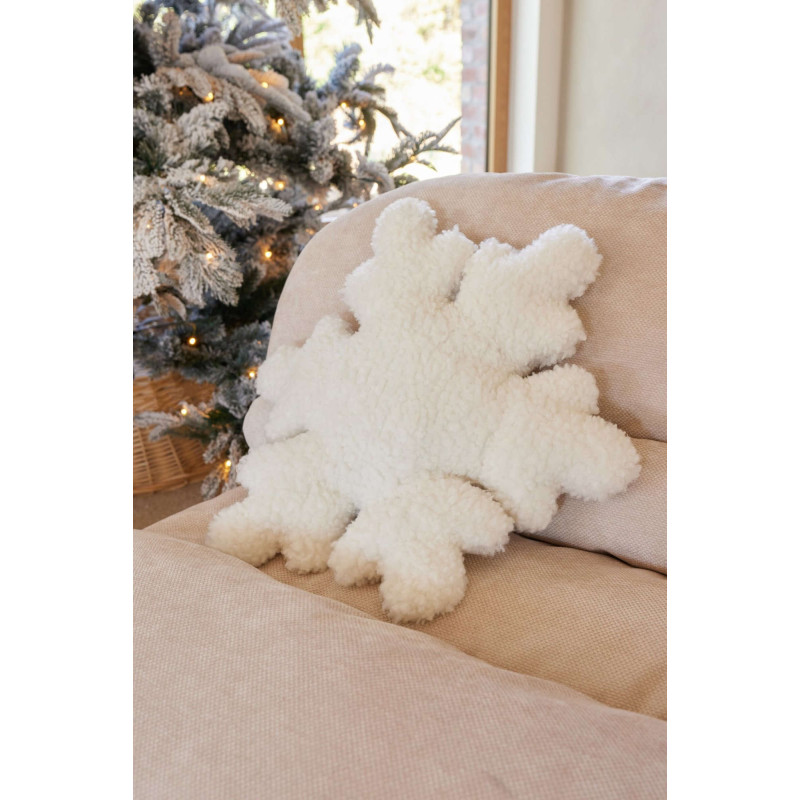 Coussin flocon de neige blanc 54 cm Fleyra J-Line - 2