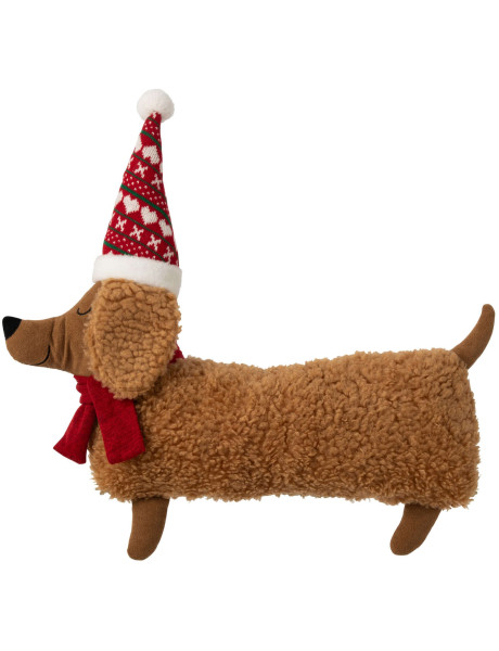 Coussin chien de Noël teckel 64 cm Rodvik J-Line - 1