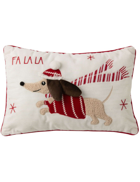 Coussin chien de Noël rouge et blanc 50 cm Falala J-Line - 1