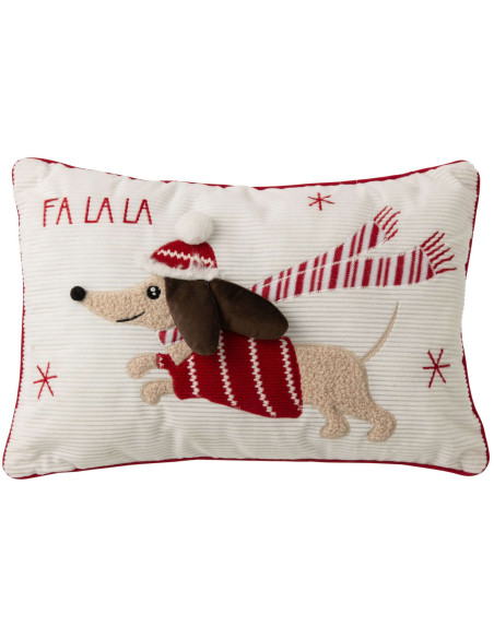 Coussin chien de Noël rouge et blanc 50 cm Falala J-Line - 1